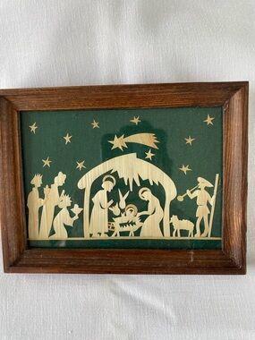 Nativity Scene Silhouette  Framed Vintage